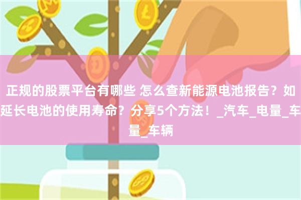 正规的股票平台有哪些 怎么查新能源电池报告？如何延长电池的使用寿命？分享5个方法！_汽车_电量_车辆