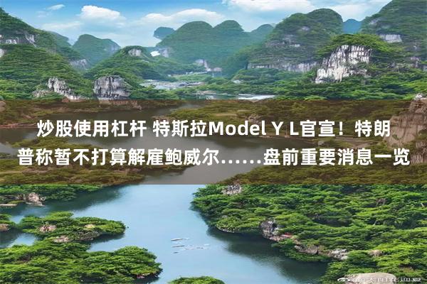 炒股使用杠杆 特斯拉Model Y L官宣！特朗普称暂不打算解雇鲍威尔……盘前重要消息一览