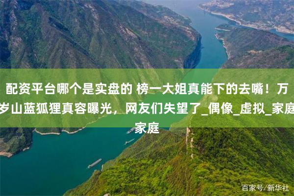 配资平台哪个是实盘的 榜一大姐真能下的去嘴！万岁山蓝狐狸真容曝光，网友们失望了_偶像_虚拟_家庭