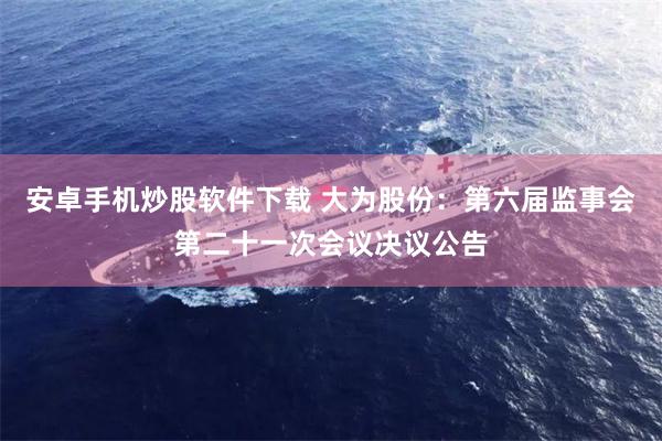 安卓手机炒股软件下载 大为股份：第六届监事会第二十一次会议决议公告