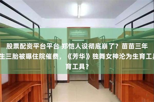 股票配资平台平台 郑恺人设彻底崩了？苗苗三年连生三胎被曝住院催费，《芳华》独舞女神沦为生育工具？